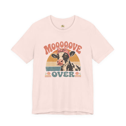 Moooove Over Cow Graphic Tee — Retro Farm Animal Shirt for Women & Men