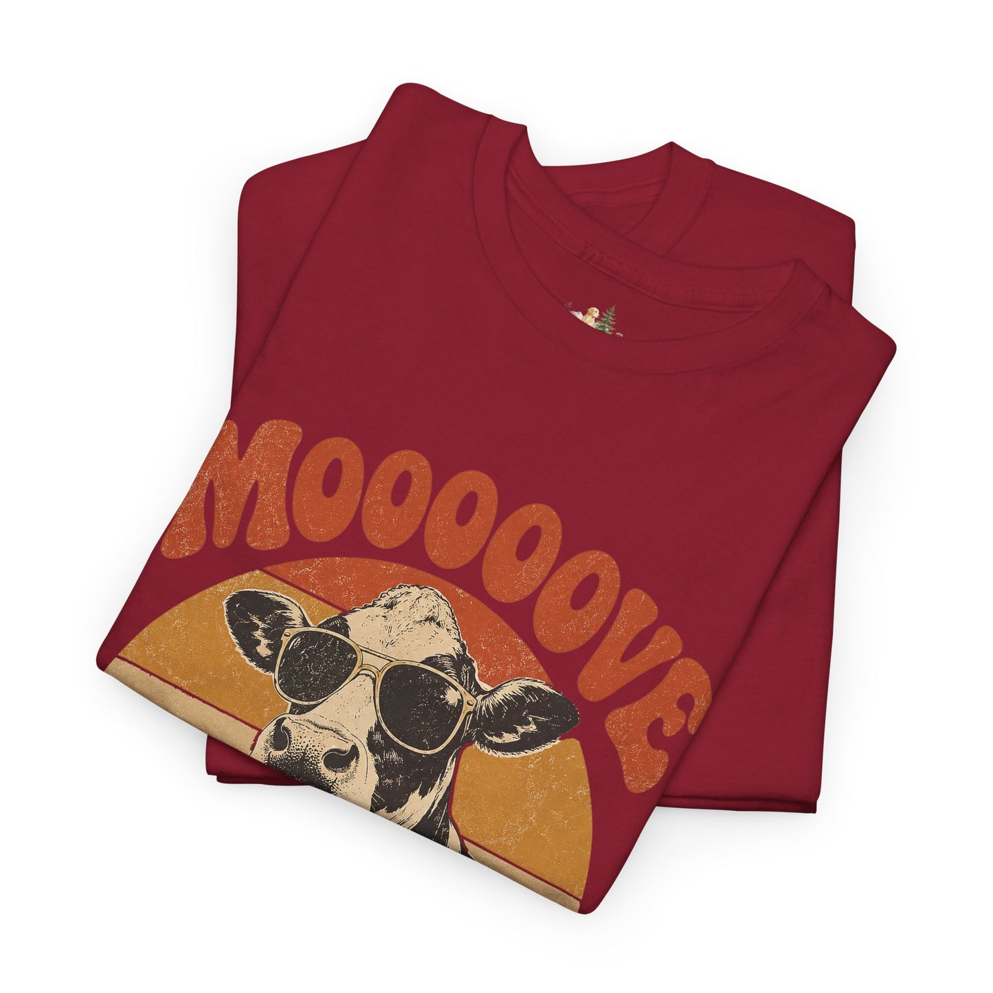 Mooove Over Cow Tee – Retro Vintage Farm Animal Graphic T-Shirt (Heavy Weight Tee)