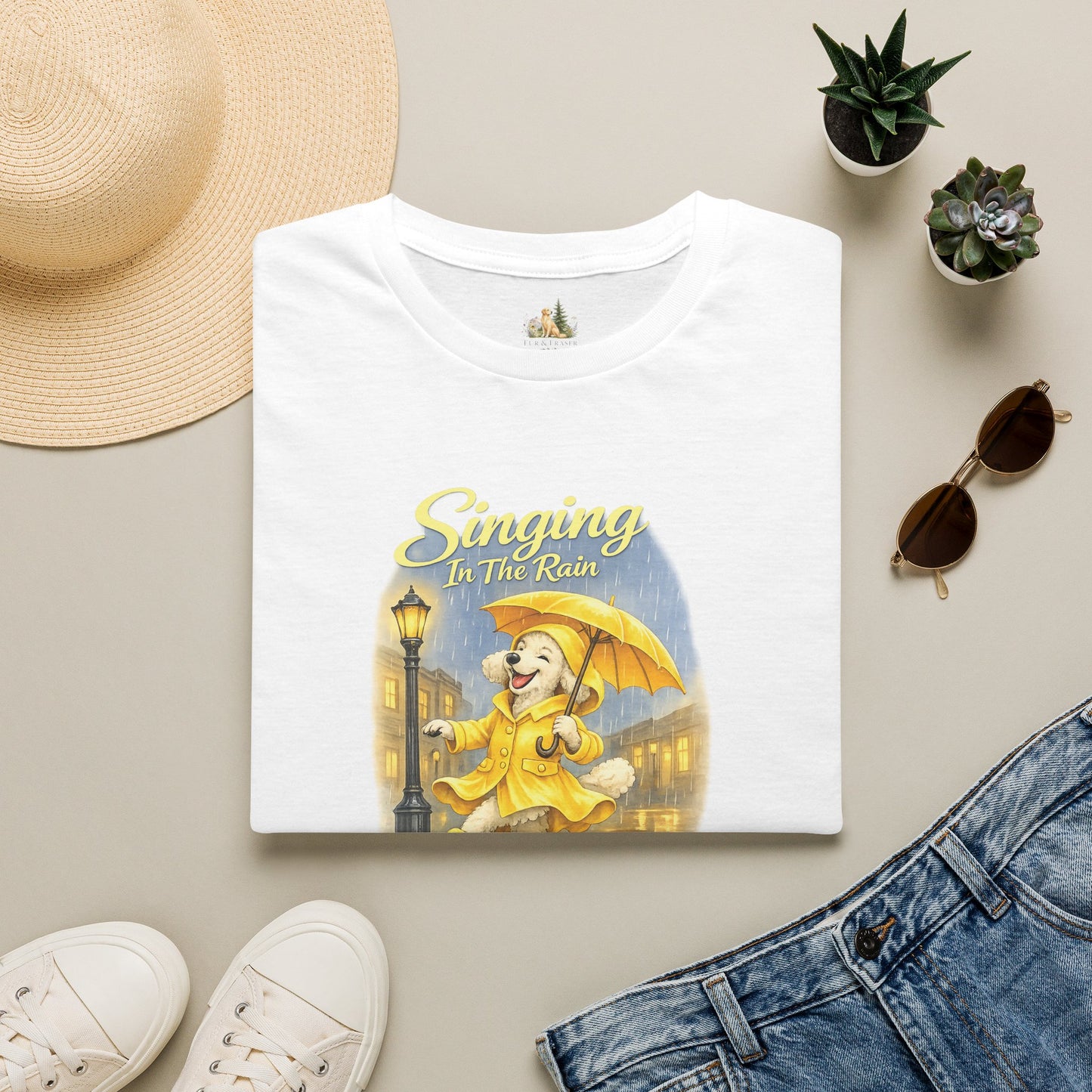 T-Shirt — Singing in the Rain Vintage Raincoat Umbrella Design