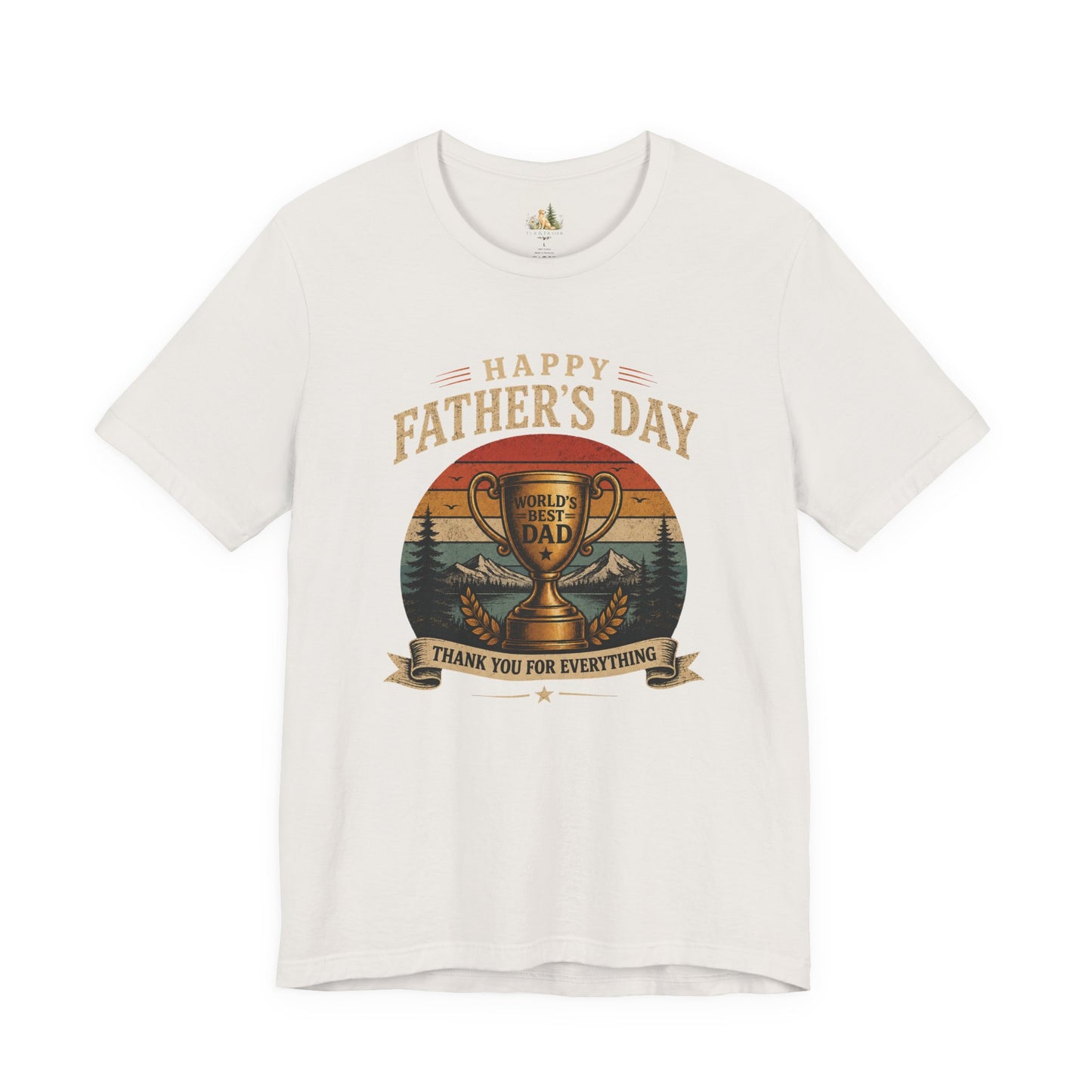 Father's Day Tee — "World's Best Dad" Trophy Vintage Camping Shirt