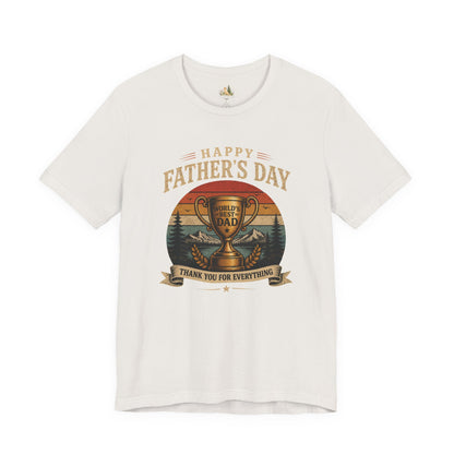 Father's Day Tee — "World's Best Dad" Trophy Vintage Camping Shirt