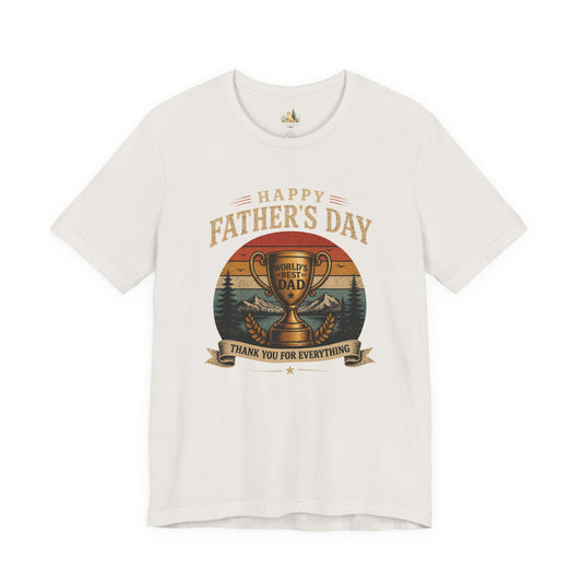 Father's Day Tee — "World's Best Dad" Trophy Vintage Camping Shirt