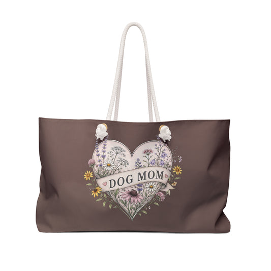 Dog Mom Weekender Bag — Floral Heart Travel Tote