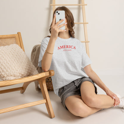 Unisex Embroidered America 1776-2026 T-Shirt (Heavy weight Tee)