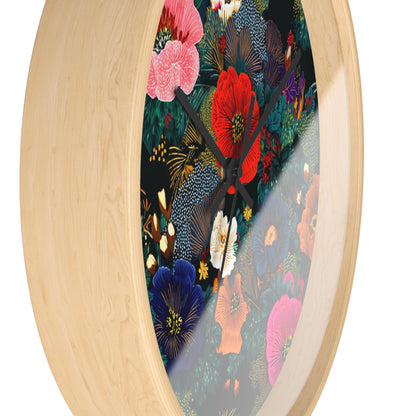 Floral Night Garden Wall Clock — Colorful Botanical Clock for Living Room & Bedroom