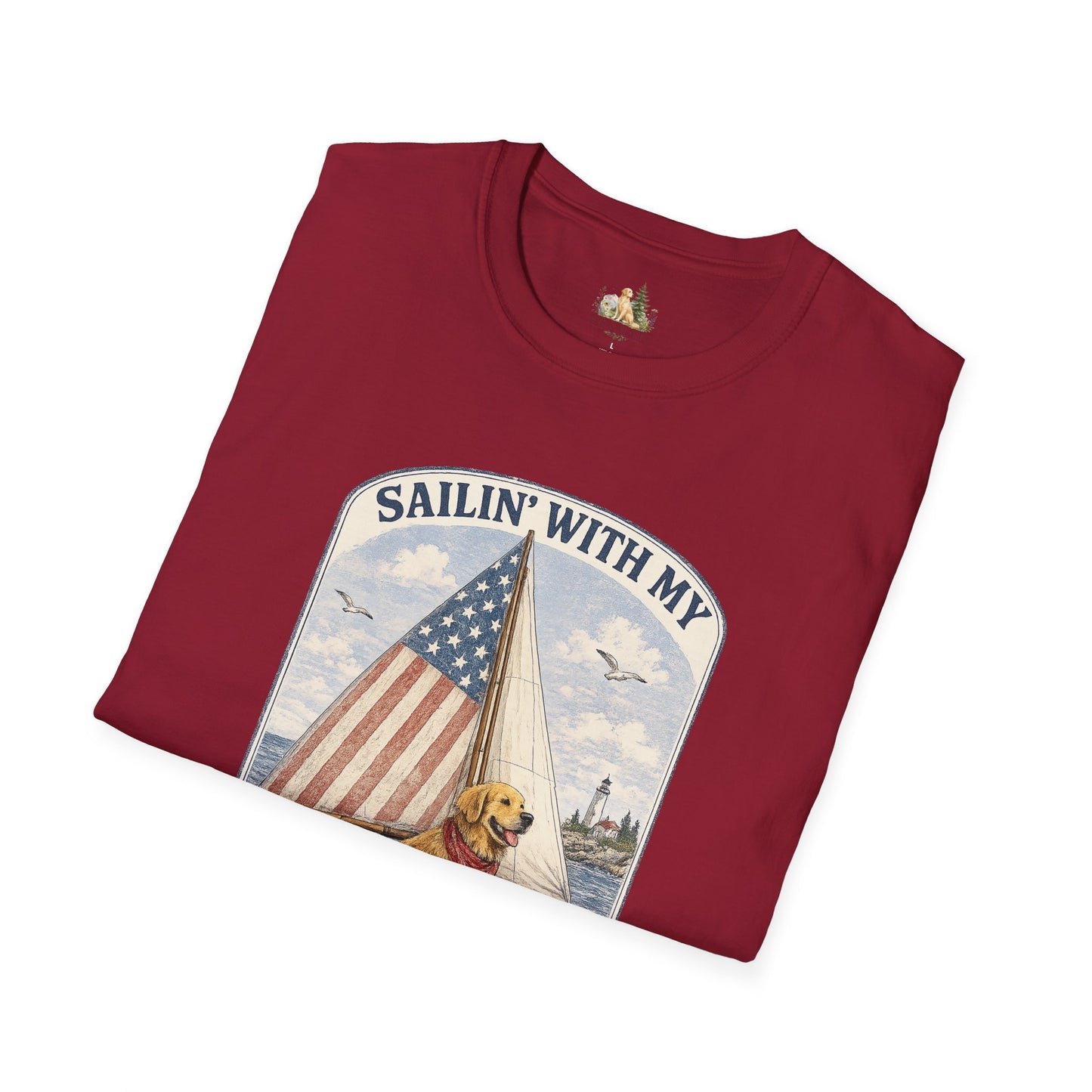 Sailin' With My Best Friend T-Shirt – Patriotic Labrador Dog Sailing Tee (Light Weight, Ultra Soft T-shirt)