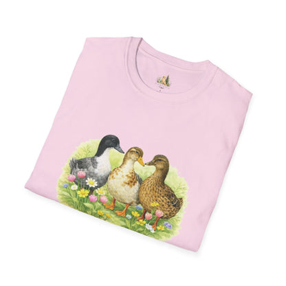 Unisex Spring Duck Family T-Shirt — Cute Ducklings Floral Vintage Tee (Light Weight, Ultra Soft Tee