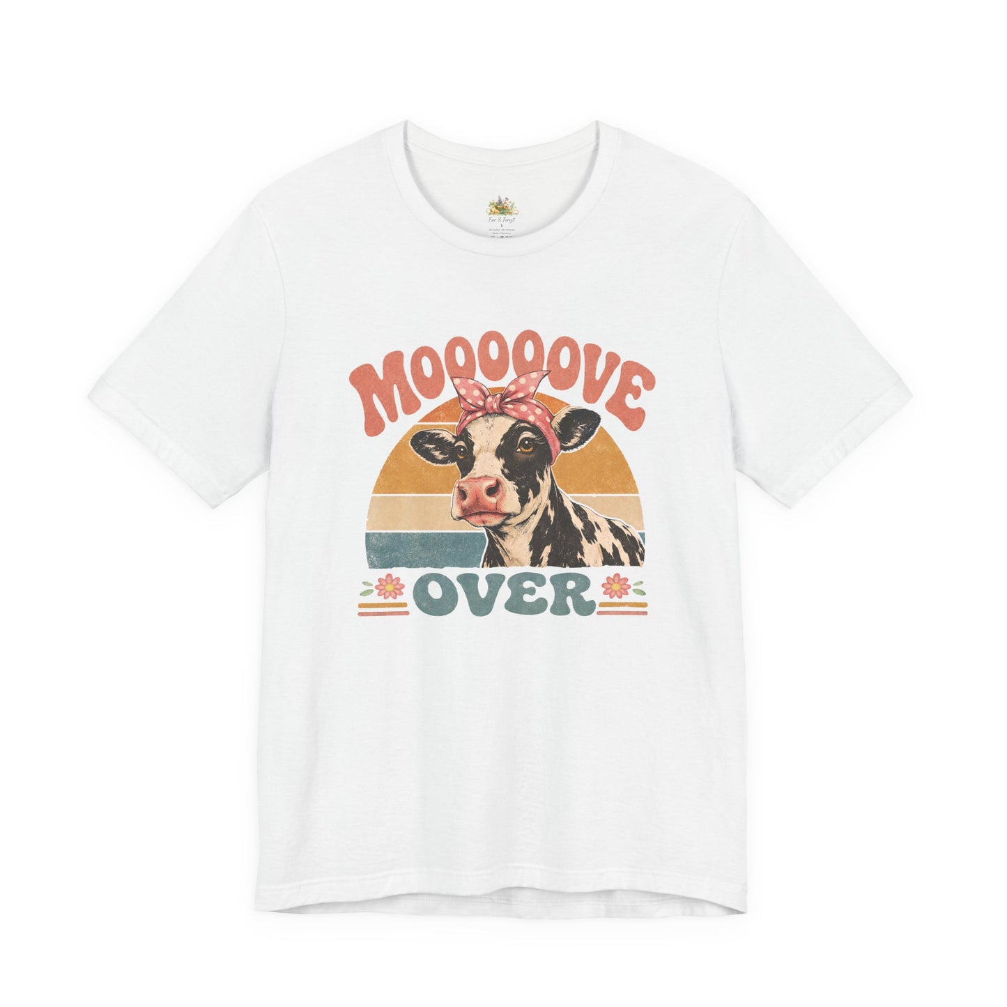 Moooove Over Cow Graphic Tee — Retro Farm Animal Shirt for Women & Men
