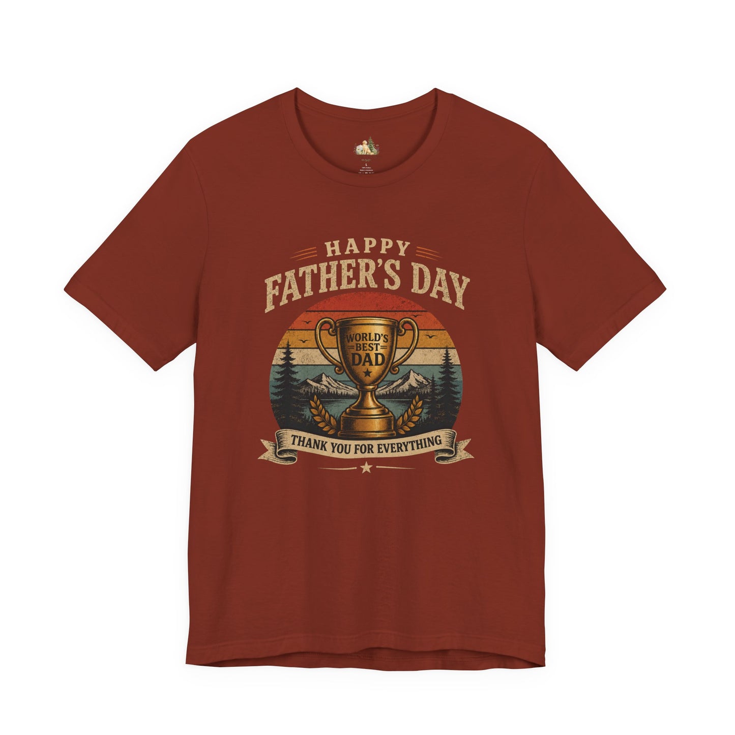 Father's Day Tee — "World's Best Dad" Trophy Vintage Camping Shirt