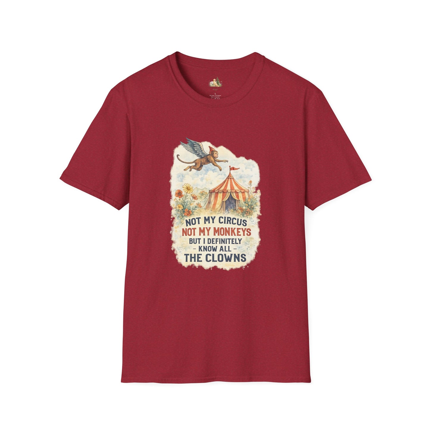 T-Shirt — Vintage Circus Monkey 'Not My Circus, Not My Monkeys' Graphic Tee (Light Weight, Ultra Soft Tee)