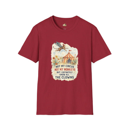 T-Shirt — Vintage Circus Monkey 'Not My Circus, Not My Monkeys' Graphic Tee (Light Weight, Ultra Soft Tee)