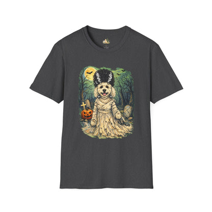 Unisex Halloween Dog Bride Of Barkenstein T-Shirt —What Tails Lurk Behind The Pines Collection
