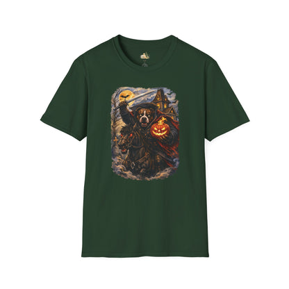 Unisex Halloween Pit Bull Headless Horseman Tee – What Tails Lurk Behind The Pines Collection