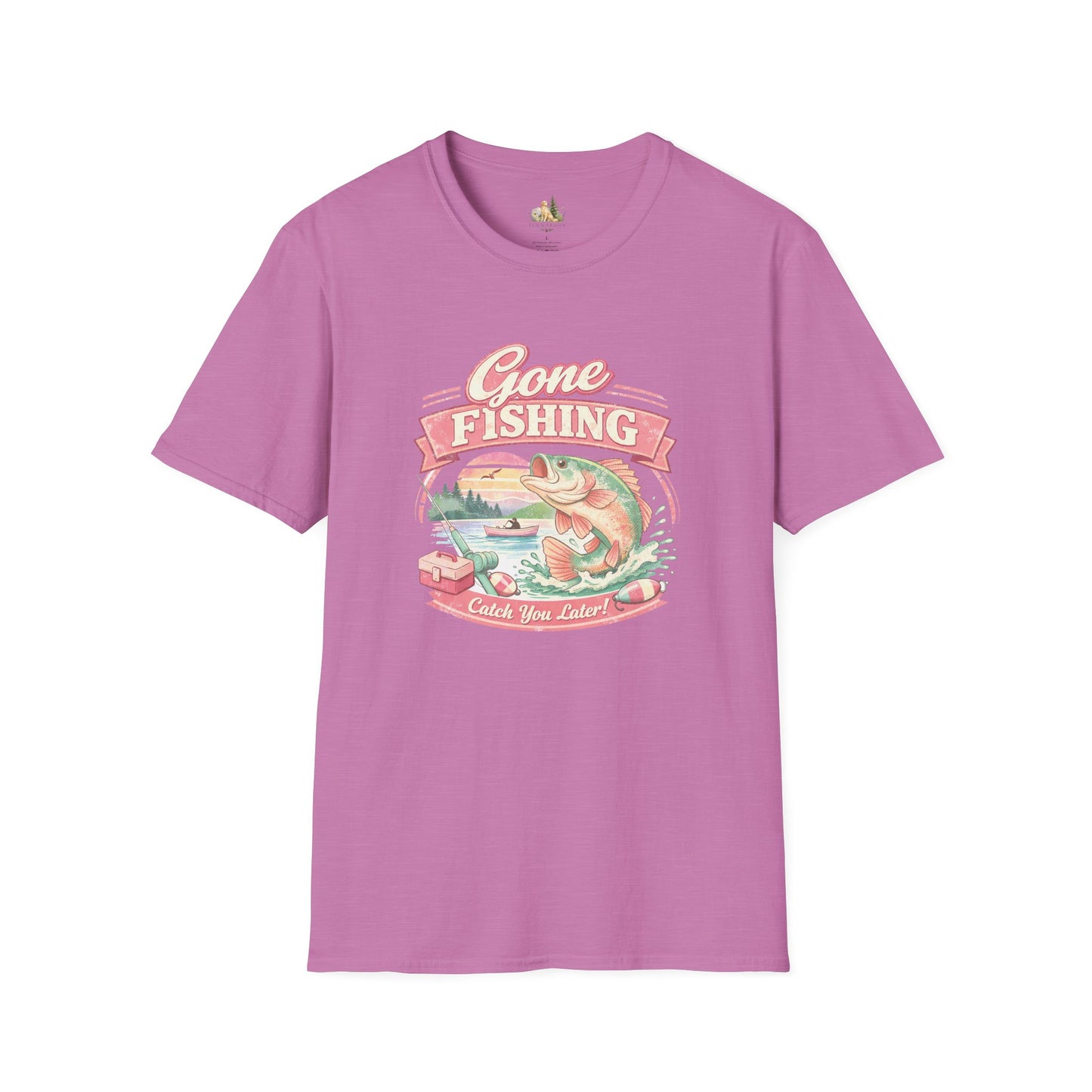 Gone Fishing T-Shirt – Retro Bass Fishing Graphic Tee (Catch You Later) Light Weight, Ultra Soft Tee