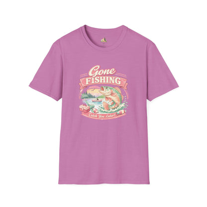 Gone Fishing T-Shirt – Retro Bass Fishing Graphic Tee (Catch You Later) Light Weight, Ultra Soft Tee