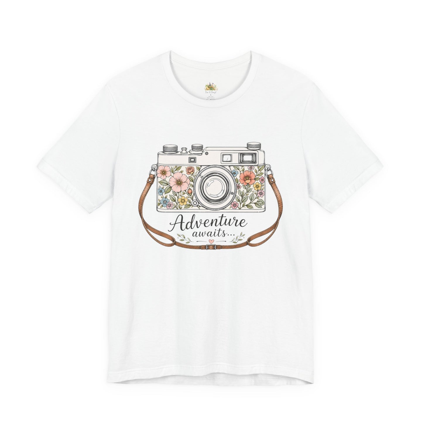 Floral Vintage Camera Adventure Awaits T-Shirt | Photography Travel Tee