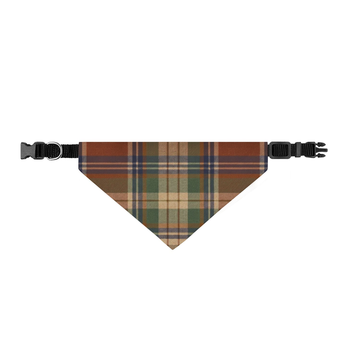 Autumn Plaid Clip-On Pet Bandana — Fall Tartan Collar Accessory