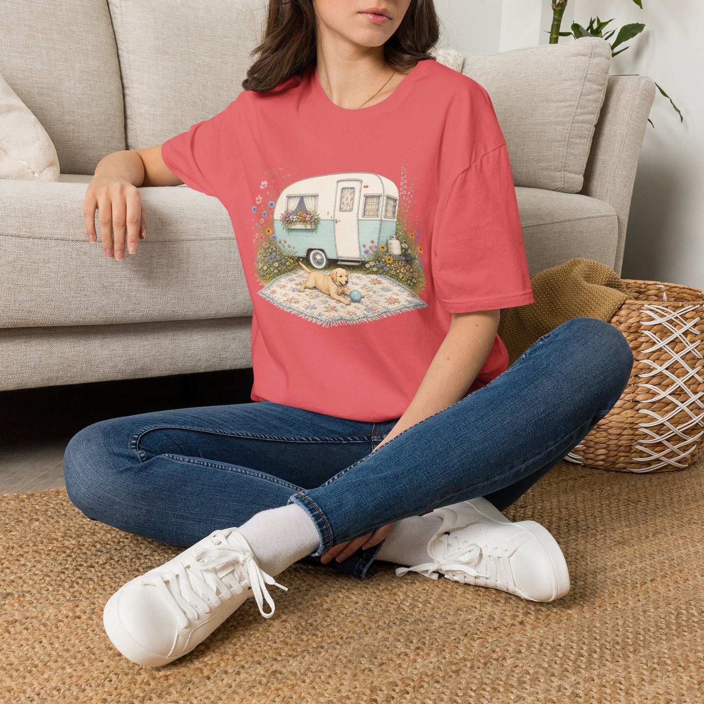 Vintage Camper T-Shirt — Cozy Caravan & Picnic Design(Light Weight, Ultra Soft)
