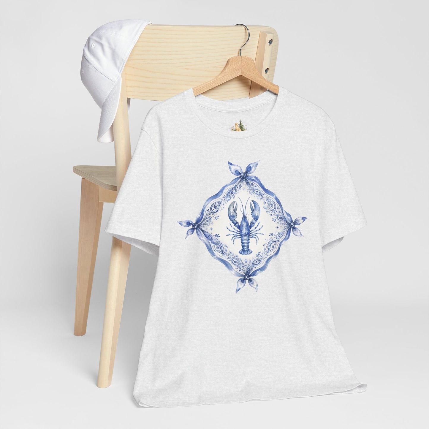 T-Shirt — Blue Delft Lobster Bandana Graphic Tee