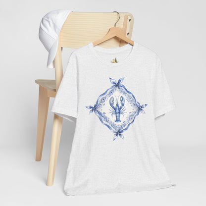 T-Shirt — Blue Delft Lobster Bandana Graphic Tee