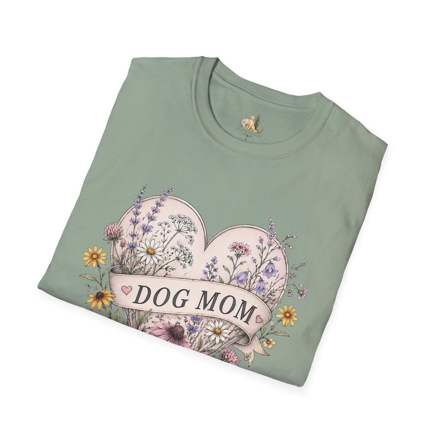 Dog Mom Floral Heart T-Shirt (Light Weight, Ultra Soft)