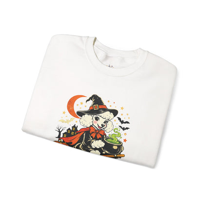 Vintage Halloween Poodle Witch Crewneck Sweatshirt — Cute Pumpkin and Poodle