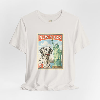 New York Dalmatian T-Shirt | Statue of Liberty Vintage Postage