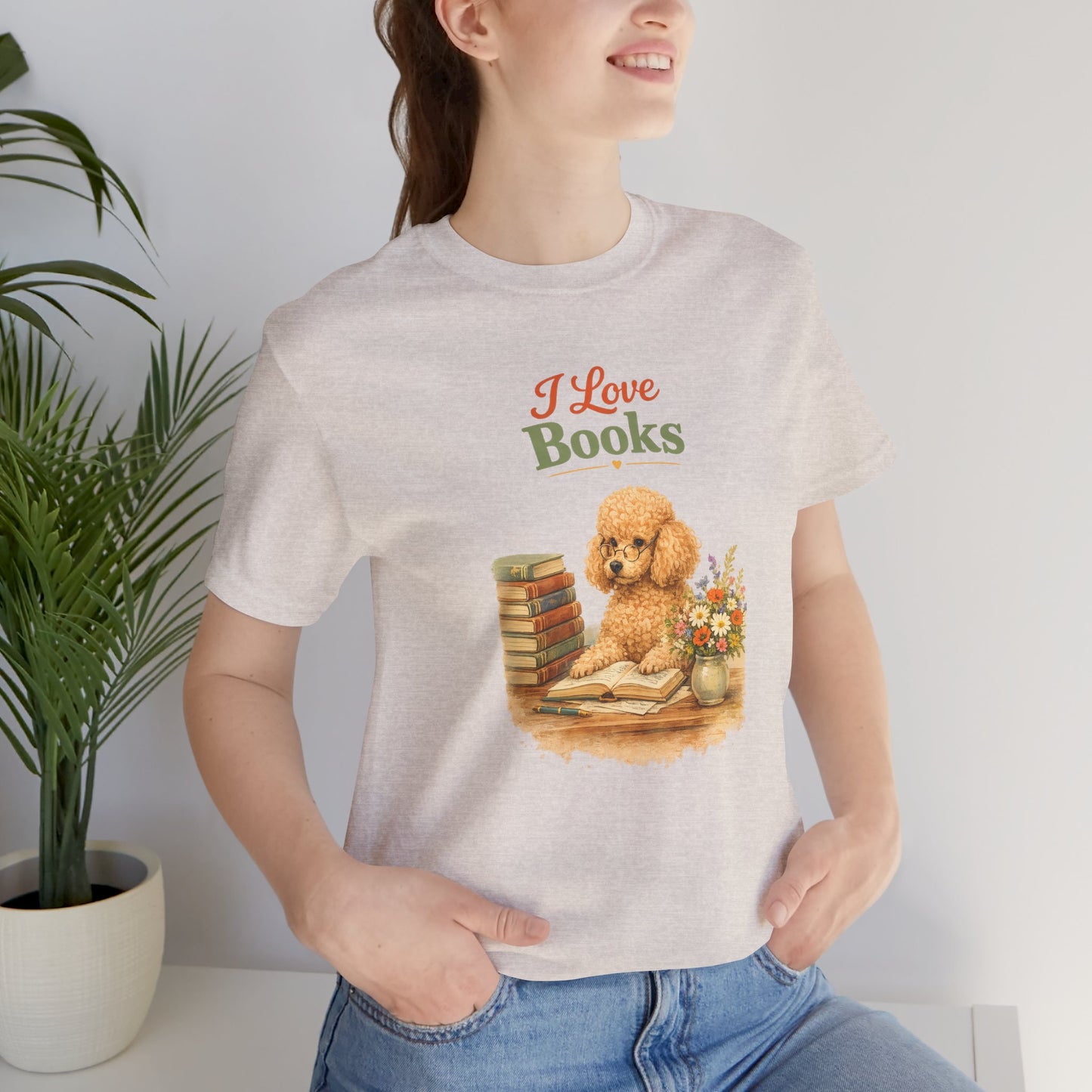 I Love Books T-Shirt — Cute Poodle Reading Graphic Tee