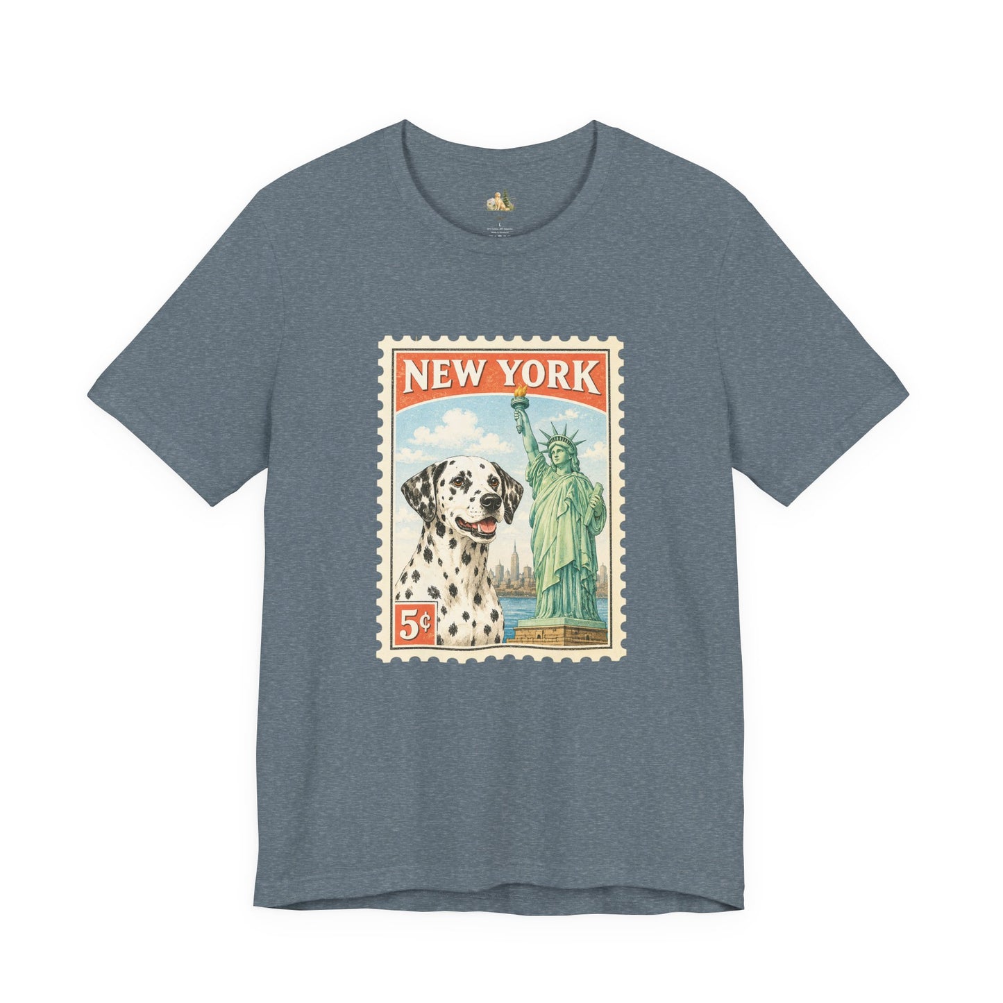 New York Dalmatian T-Shirt | Statue of Liberty Vintage Postage