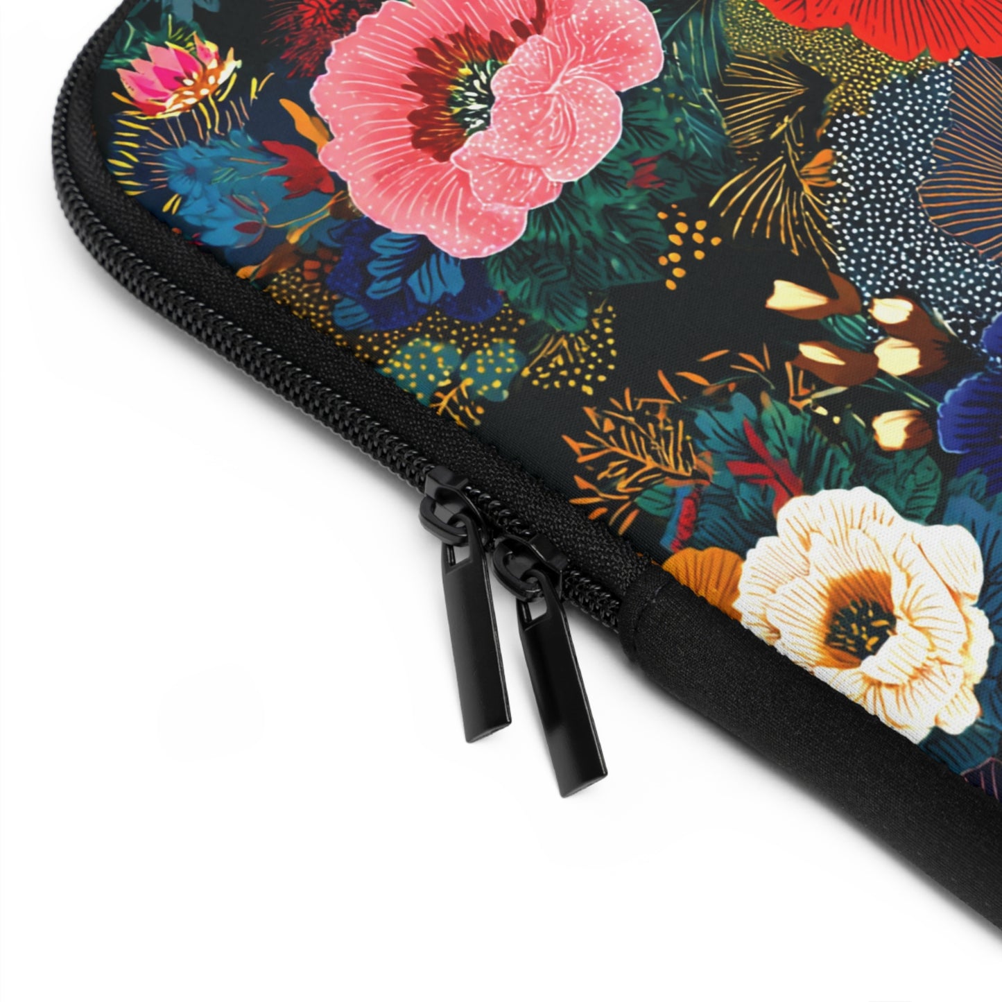 Floral Night Laptop Sleeve — Colorful Poppy Garden Protective Case