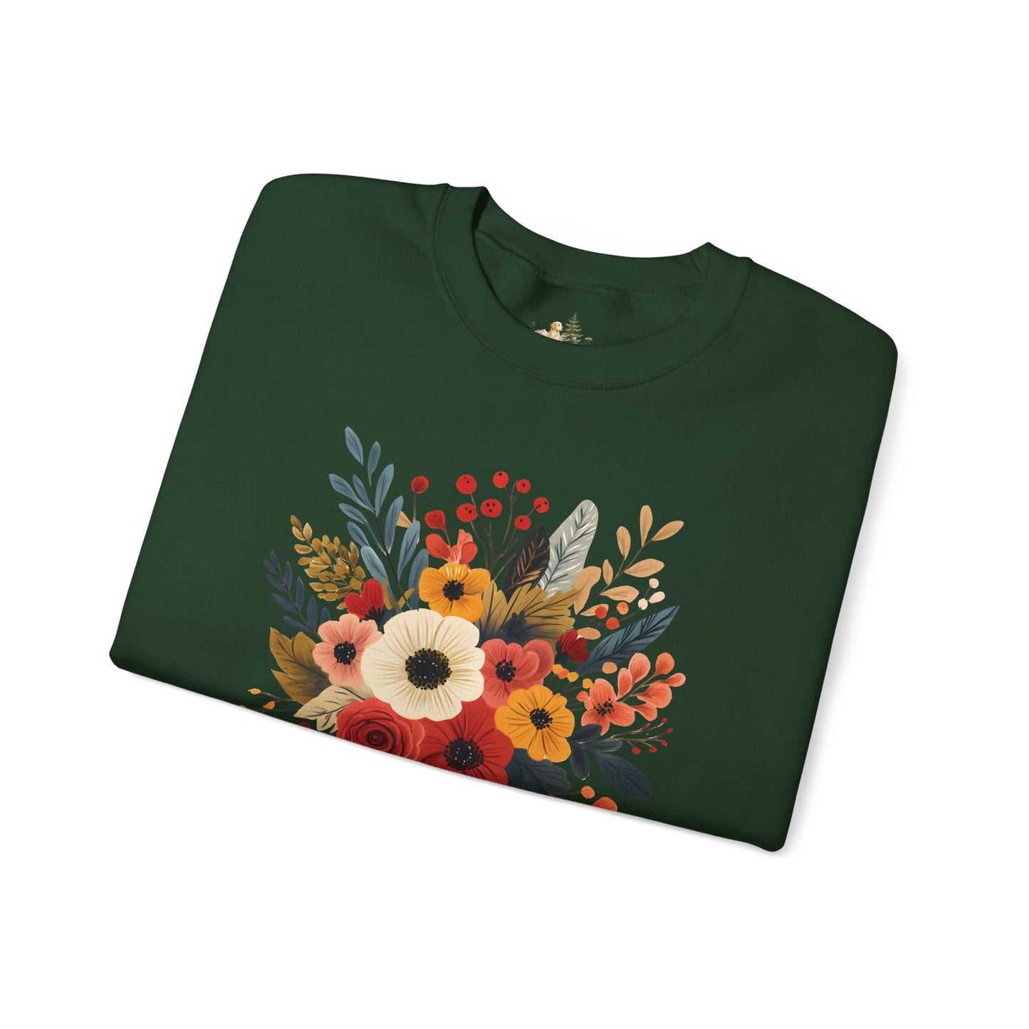 Floral Bouquet Crewneck Sweatshirt — Autumn Wildflower Graphic
