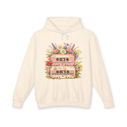 Vintage Cassette Floral Hoodie — Retro Tape 'Mix Tape' Sweatshirt
