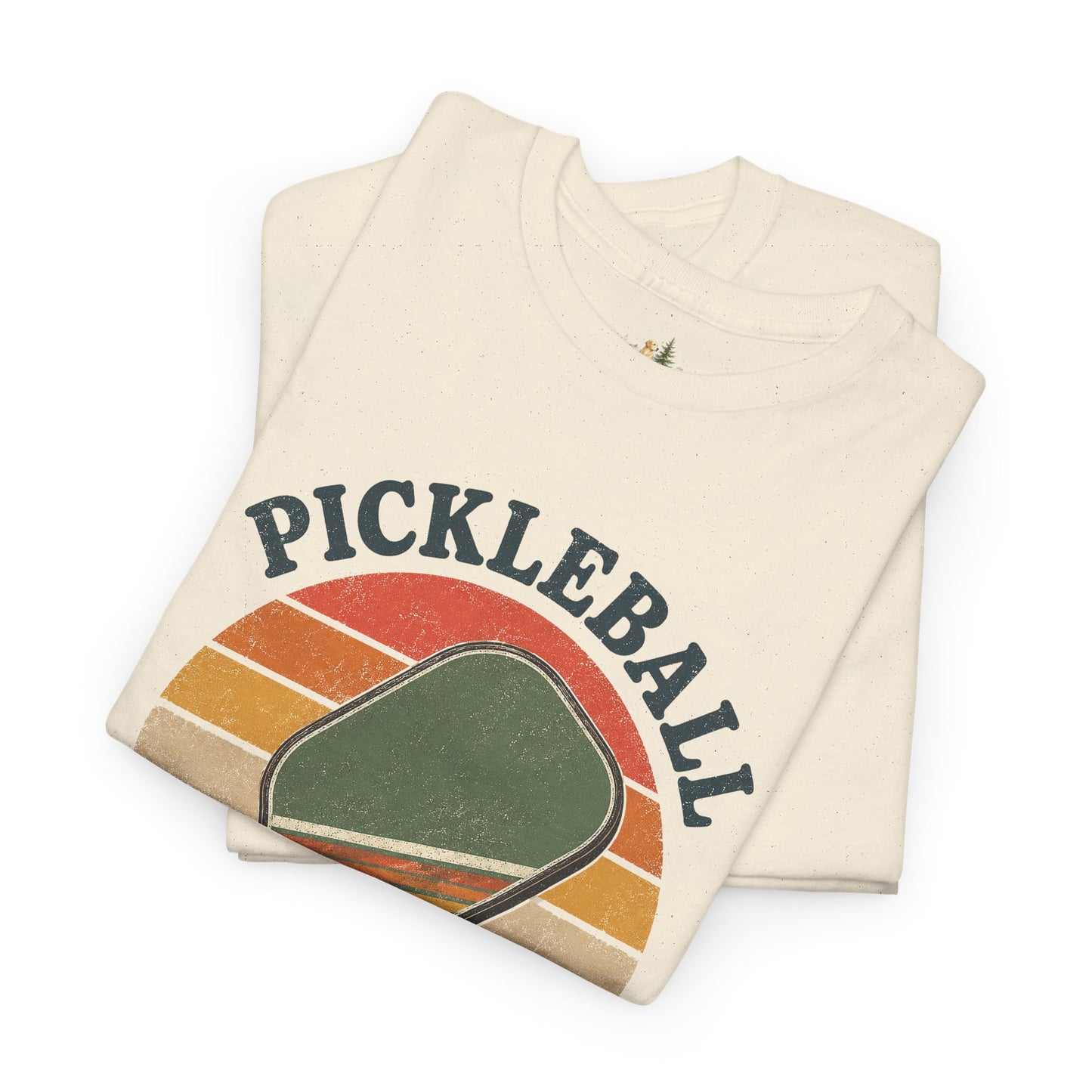 Pickleball Retro Paddle T-Shirt — Vintage Sunset Pickleball Tee (Heavy Weight Tee)