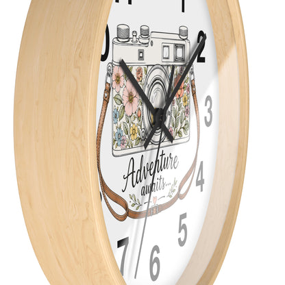 Floral Vintage Camera Wall Clock | Adventure Awaits, Floral Camera Clock