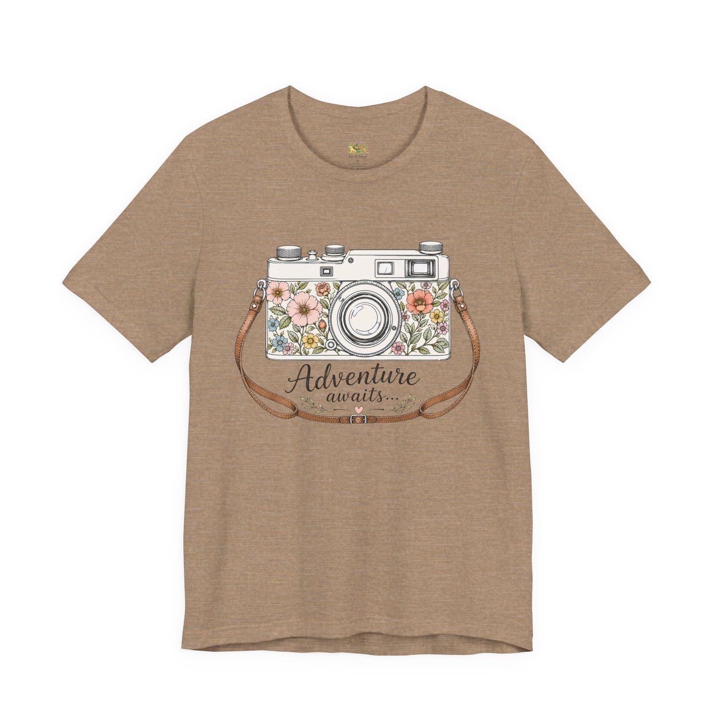 Floral Vintage Camera Adventure Awaits T-Shirt | Photography Travel Tee
