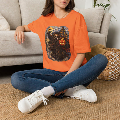 Unisex Halloween Pit Bull Headless Horseman Tee – What Tails Lurk Behind The Pines Collection