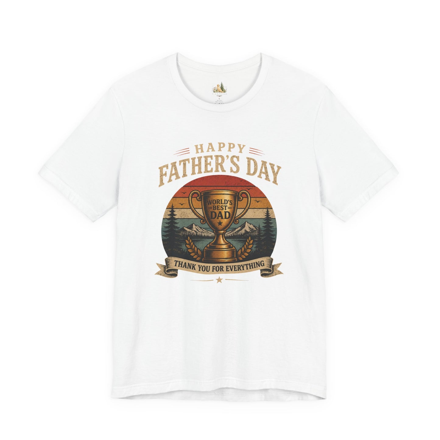 Father's Day Tee — "World's Best Dad" Trophy Vintage Camping Shirt