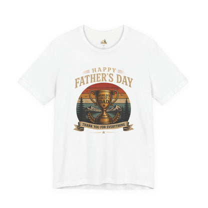 Father's Day Tee — "World's Best Dad" Trophy Vintage Camping Shirt