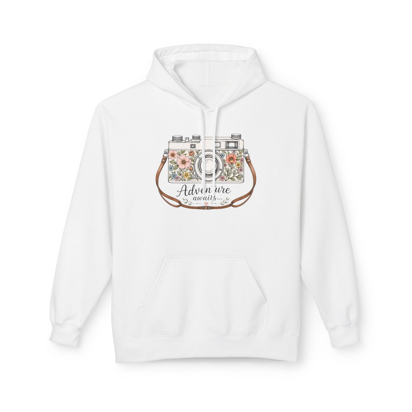 Adventure Camera Hoodie | Vintage Film Camera Illustration, Floral Travel Design