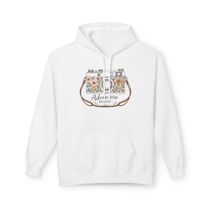 Adventure Camera Hoodie | Vintage Film Camera Illustration, Floral Travel Design