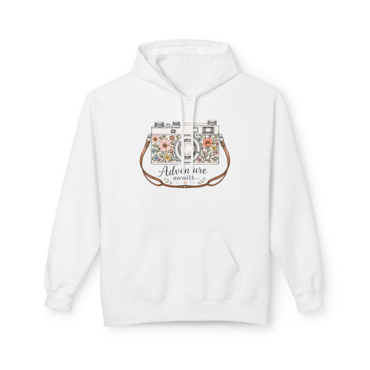 Adventure Camera Hoodie | Vintage Film Camera Illustration, Floral Travel Design