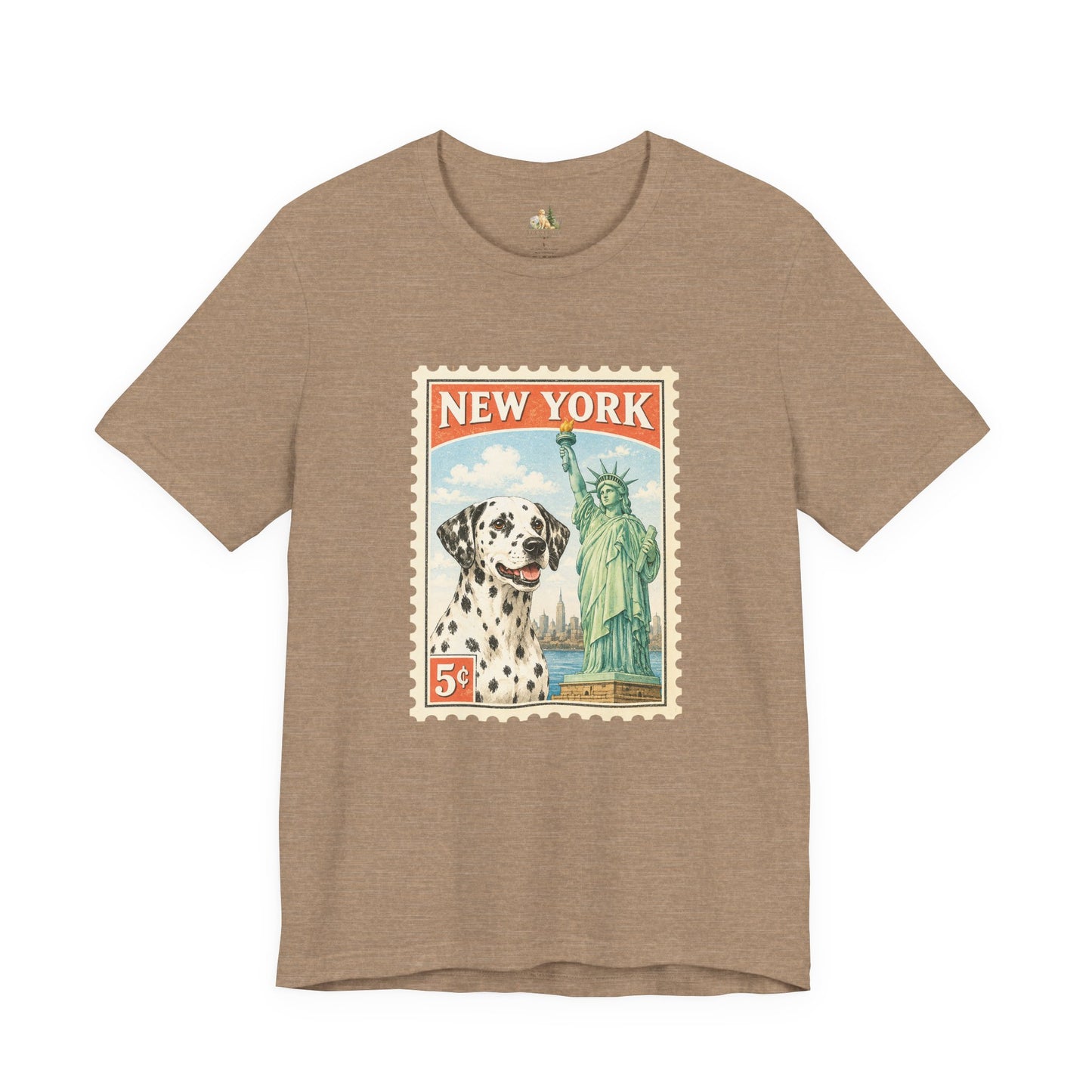 New York Dalmatian T-Shirt | Statue of Liberty Vintage Postage