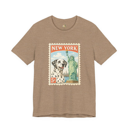 New York Dalmatian T-Shirt | Statue of Liberty Vintage Postage