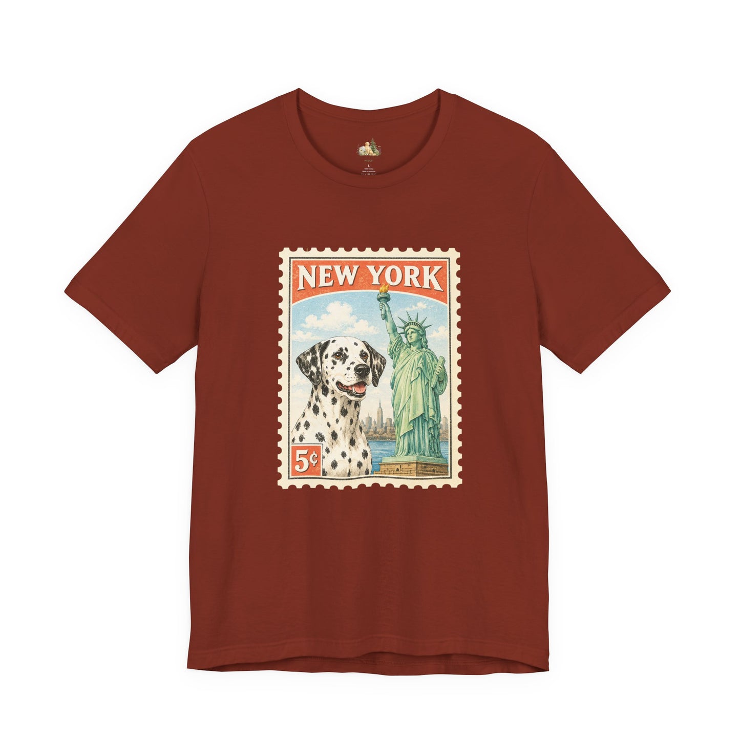 New York Dalmatian T-Shirt | Statue of Liberty Vintage Postage
