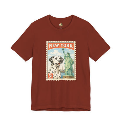 New York Dalmatian T-Shirt | Statue of Liberty Vintage Postage