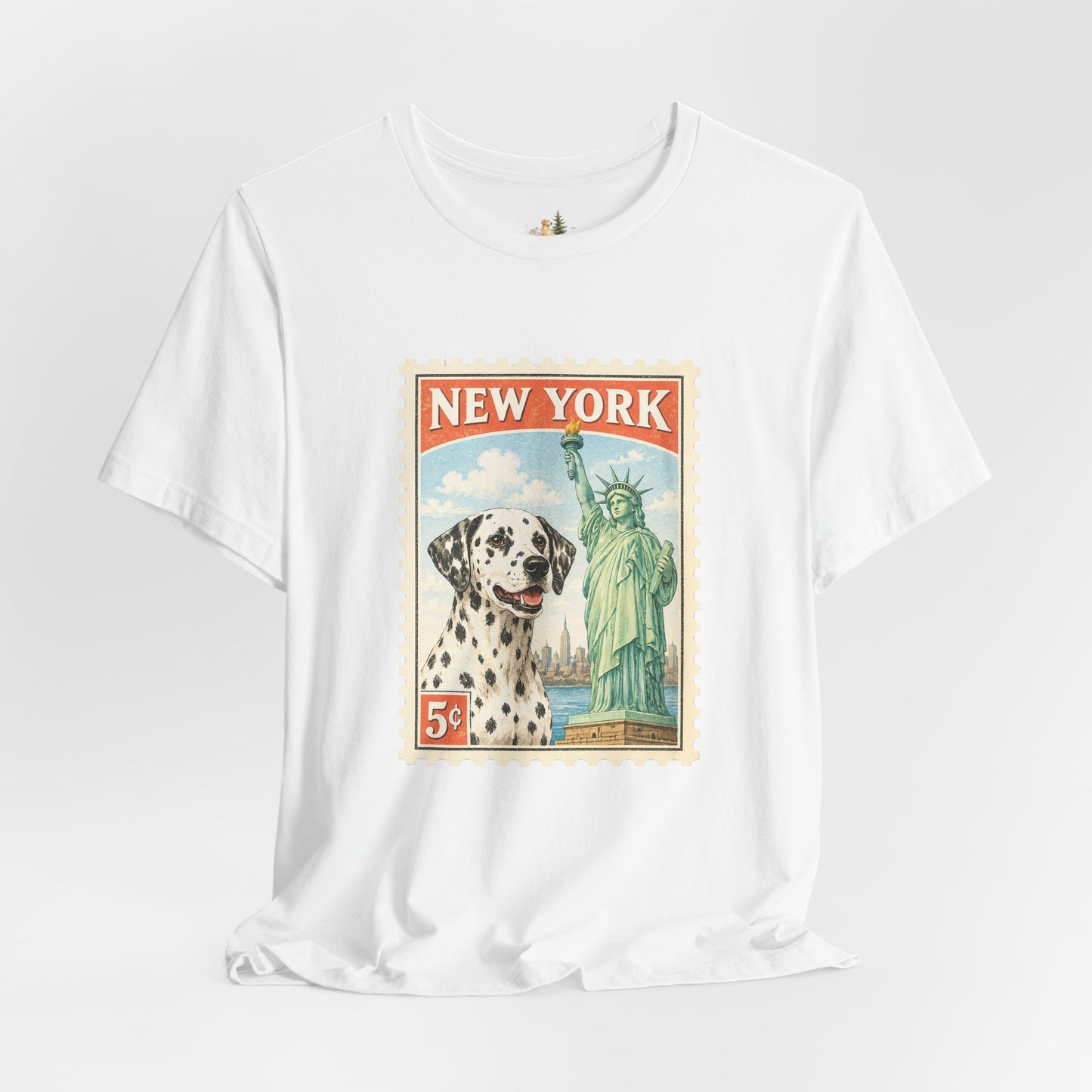 New York Dalmatian T-Shirt | Statue of Liberty Vintage Postage