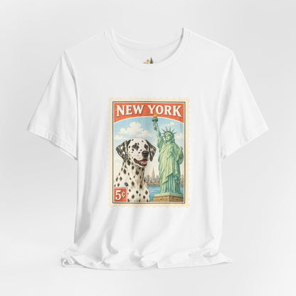New York Dalmatian T-Shirt | Statue of Liberty Vintage Postage