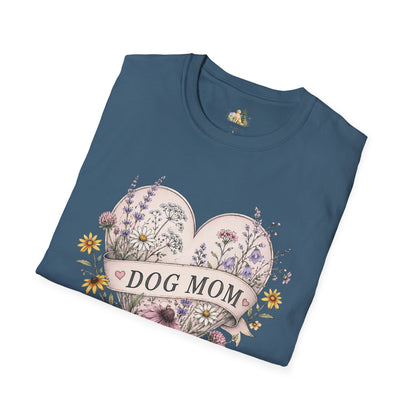 Dog Mom Floral Heart T-Shirt (Light Weight, Ultra Soft)