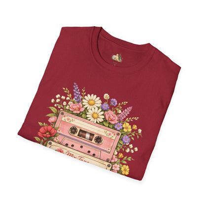 Retro Floral Cassette T-Shirt — Mix Tape Design for Music Lovers (Light Weight Ulta Soft Tee)
