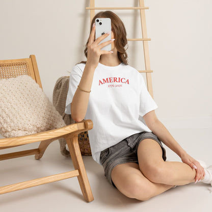Unisex Embroidered America 1776-2026 T-Shirt (Heavy weight Tee)